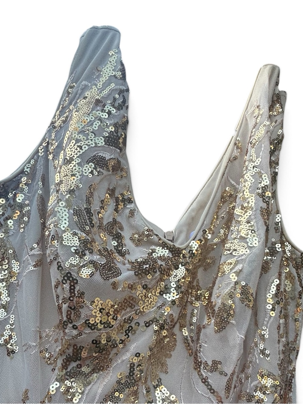 Ever Pretty Rose Gold Sequin Beaded Tulle Formal Gown Maxi Dress US 16 0XL - Picture 7 of 11